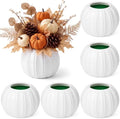 White 6 Pack Plastic Pumpkin Vase 5.12 x 3.94 in Artificial Fall Flower Pot with Foam Pumpkin Planter for Artificial Flower Floral Arrangement Home Party Harvest Thanksgiving Autumn Table by Romooa