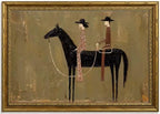 Gold Framed Black Horse Wall Art, Western Canvas Print, 24x16 by Qzzrin