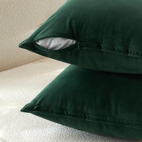 MIULEE Decorative Army Green Velvet Throw Pillow Covers for Couch 22x22 in - Image 3