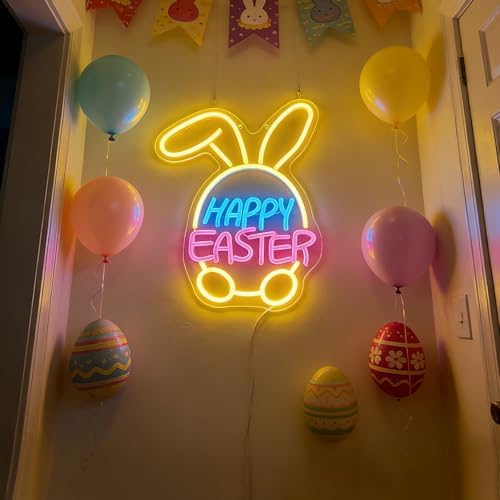 Easter Decorations LED Neon Sign - Happy Easter&Rabbit&Egg Window Lights - Image 5