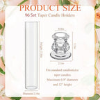 Teenyyou 12 Set Glass Hurricane Candle Holders Candlestick Bulk 12.6",Clear - Image 2
