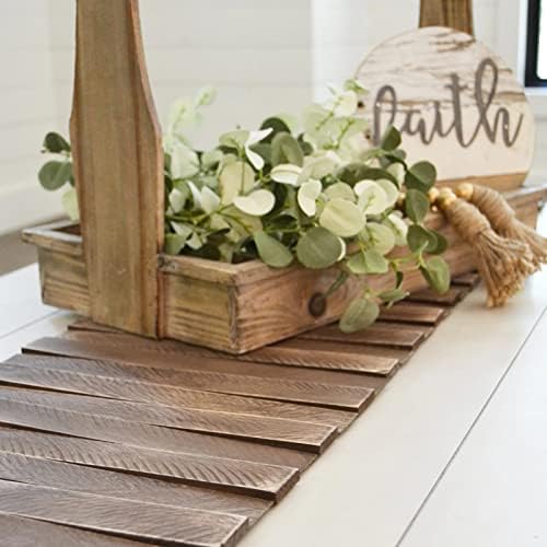 Wooden Table Runner,Natural Durable Wood Table Runner,50 x 12 Inches,Coffee Table Runner with Thick Felt Backing,Table Decorations for Dining Room,Farmhouse Decor,Wedding Decor,Brown by MFXIP
