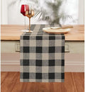 Solino Home 100% Linen Table Runner, 14 x 120 in, Natural and Black Check by SolinoHome