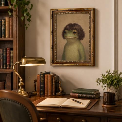 Gold Framed Funny Frog Portrait Wall Art, Quirky Canvas Print, 16x12 - Image 6