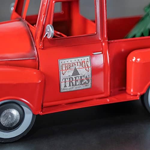 Zaer Ltd. Metal 18.5" Long Multi-Seasonal Christmas and Harvest Pickup Truck with Metal Tree, Pumpkins, and Matching Side-Magnet Sets (Glossy Red) - Image 7