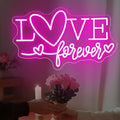 Love Forever Heart Neon Sign, Wedding Party LED Neon Light Valentine's Day Wedding Backdrop Decor Gift For Lover Valentine's Day Gift, LED Romantic Light, Couple Space Accent-Pink-16.5" by mllusxg