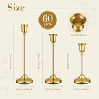 60 Pack Brass Metal Taper Candle Holders Set,Vintage Metal Candlestick - Image 2