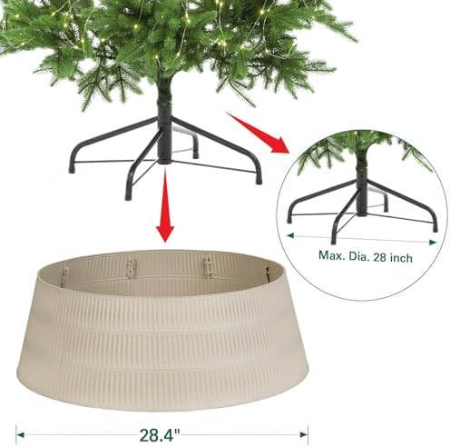 HarcoHome Christmas Tree Collar, 28.4" D Round Base Cover, Mixed Natural Grain Fiber Plastic Ring, Tree Skirt for Christmas Decorations (Wheat) - Image 5
