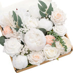 Ling's moment Fake Flowers Box, White & Blush Grand Combo by LingsMoment