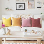 MONDAY MOOSE Decorative Throw Pillow Covers Cushion Cases, Set of 4 Soft Velvet Modern Double-Sided Designs, Mix and Match for Home Decor, Pillow Inserts Not Included (18x18 inch, Yellow/Pink) - Image 2
