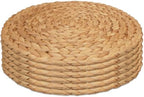 Round Woven Placemats Set of 6，Rattan Placemats Natural Hand-Woven Water Hyacinth Placemats Farmhouse Weave Place Mats Table Mats for Dining, Table,Kitchen,Wedding by Werdast