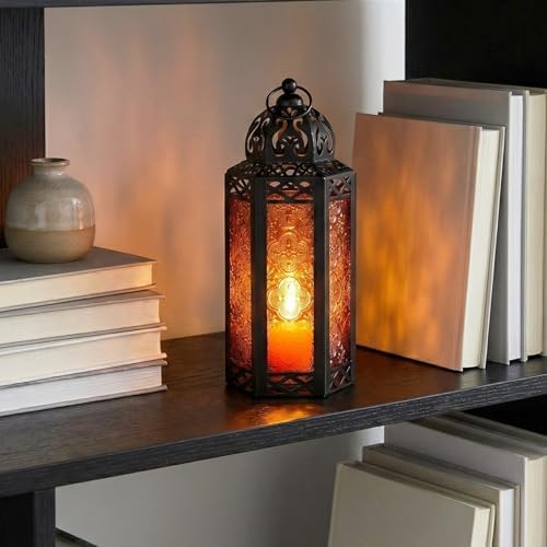 Vela Lanterns Decorative Indoor Moroccan Candle Holder, Amber, M, 6-Pack - Image 2