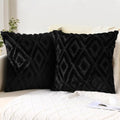 Pallene Fall Black Faux Fur Throw Pillow Covers 18x18 Set of 2 by PALLENE