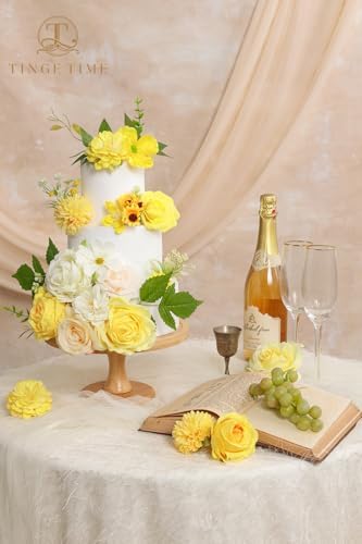 TINGE TIME Artificial Flowers Combo, Rose Dahlia Yellow Wedding Flowers - Image 3
