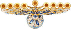 Matashi Hand Painted Blue and Ivory Regal Lion Menorah Candelabra - Image 4