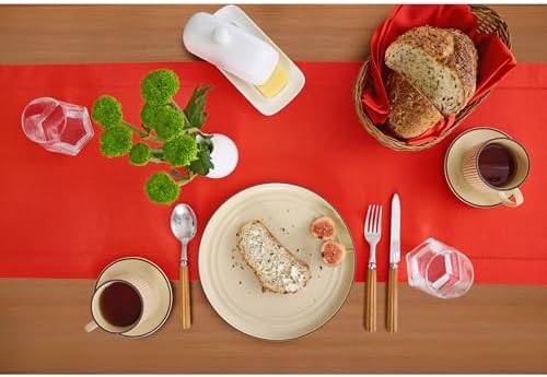 Solino Home Cotton Linen Dining Table Runner Poppy Red Woven, 14 x 90 in - Image 3