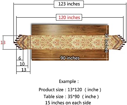 Luxury Velvet Gold Table Runner 150 Inches Long with Vintage Damask Jacquard Design for Dining Room,Living Room,Home Decor,Elegant Beaded Tapestry,Lining (Gold, 13×150 inch) - Image 3