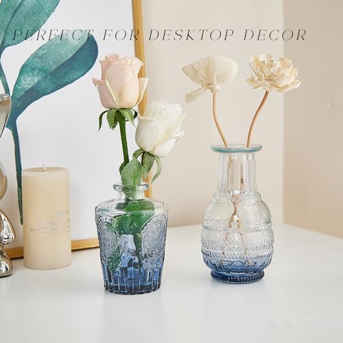 Glass Bud Vase Set of 30, Small Flower Vases, Glass Vases for Centerpieces, Vintage Home Table Decorations Bud Vases (30 Pcs, Blue) - Image 6