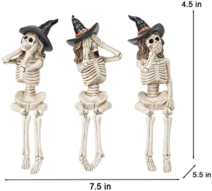 Newman House Studio Halloween-Décorations No-Evil-Skeleton-Figurines - Image 6