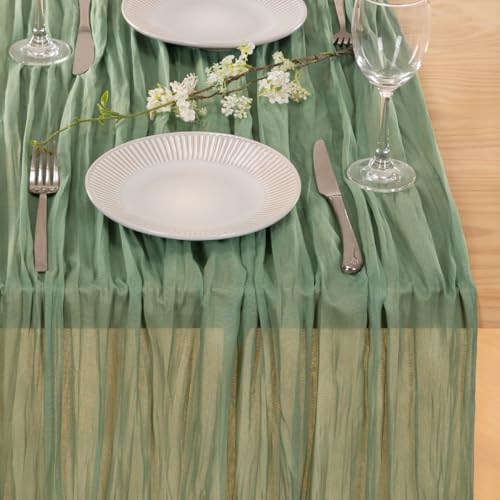 Sage Green Cheesecloth Table Runner Fall Table Decorations 10ft, 8 Pack - Image 4