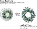 22 Inch Spring Wreath Blue with Green Leaves Wreaths Blue Daisy Artificial Grains White Flower Wreath for Front Door Wreaths, Summer Farmhouse Decor Indoor&Outdoor Wedding Wall Home - Image 3