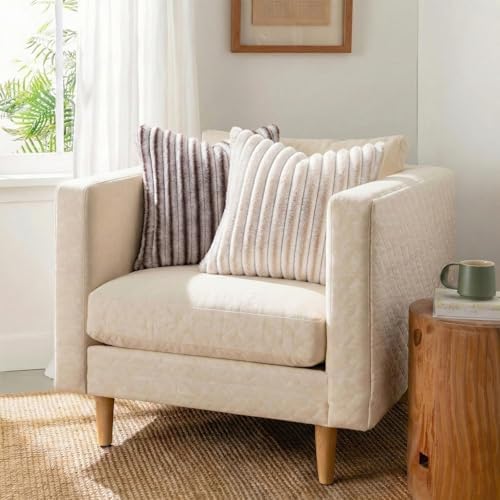 Pallene Faux Fur Decorative Throw Pillow Covers 24x24 Set of 2, Ombre Beige - Image 4