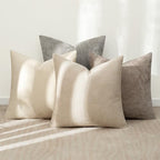 MIULEE Decorative Chenille Pillow Covers Neutral Beige 16x16 Pack of 4 - Image 3