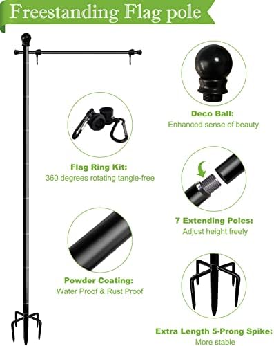 Koutemie 10 FT Garden Flag Pole for Outside House for 3x5 American Flags - Image 7
