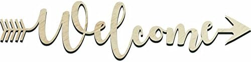 Welcome Wood Sign Home Décor Wall Art Unfinished ~ 18" x 6" by Gems+on+Display