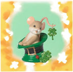 Roman Charming Tails - Irish You Luck Figurine – St. Patrick’s Day Collectible Mouse in Leprechaun Hat with Shamrocks, 3.25-Inch Hand-Painted Resin Decoration - Image 2