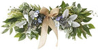 Artificial Eucalyptus Swag with Daisy Flower 25.6in Greenery Swag with Bow and Flocking Leaves Berries Farmhouse Decorative Swag for Home Wedding Wall Door Decor by NFNSIG
