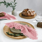 Pesonlook 60 Pcs Dusty Rose Cotton Cloth Napkins with Fringe, 16x16 Inch - Image 7