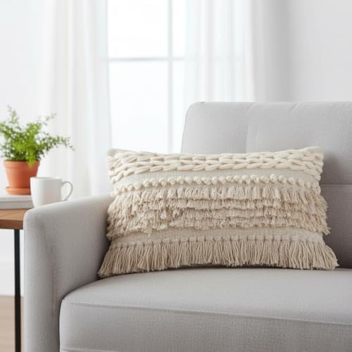 · REDEARTH · Boho Textured Handwoven Throw Pillow Cases - Contructed Frill - Image 3