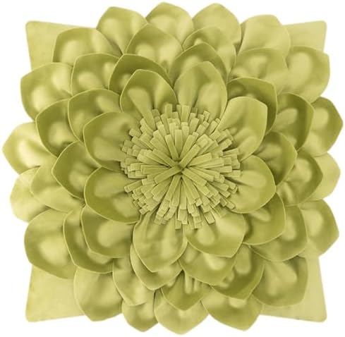 OiseauVoler Decorative 3D Flower Throw Pillow Covers Handmade Pillowcases for Sofa Bed Home Room Decor 18 x 18 Inch Green by OiseauVoler
