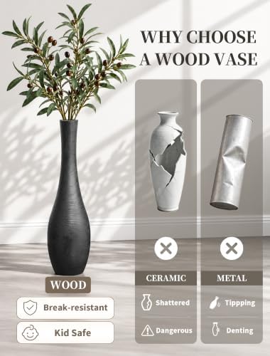 Hanobe 27.5" Tall Black Floor Vase for Modern Living Room Decor - Image 5