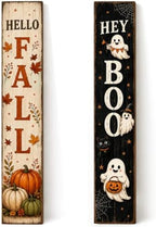 47 Inch Fall Porch Sign Reversible Halloween Door Sign Wooden Welcome Decor by clothmile