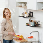 Tectocker-DOU 2 Pc Deep Floating Wall Shelves, Heavy Duty, 15.7×11.8, Black - Image 3
