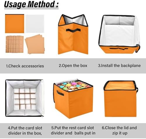 YETTASBIN Orange Solid Color Large Christmas Ornament Storage Box with Zipper & Adjustable Dividers, Storage Container with Lid & Handles for 64 Holiday Ornaments 3-Inch, 13 x 13 Inch - Image 6