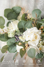 Ling's moment Fake Flowers Box, White & Sage & Gold Grand Combo - Image 4
