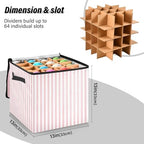 YETTASBIN Pink Stripes Large Christmas Ornament Storage Box with Zipper & Adjustable Dividers, Storage Container with Lid & Handles for 64 Holiday Ornaments 3-Inch, 13 x 13 Inch - Image 4