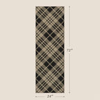 Easy Jute 2x6 Outdoor Runner Rug, Black & Beige Diagonal Plaid, Washable - Image 2