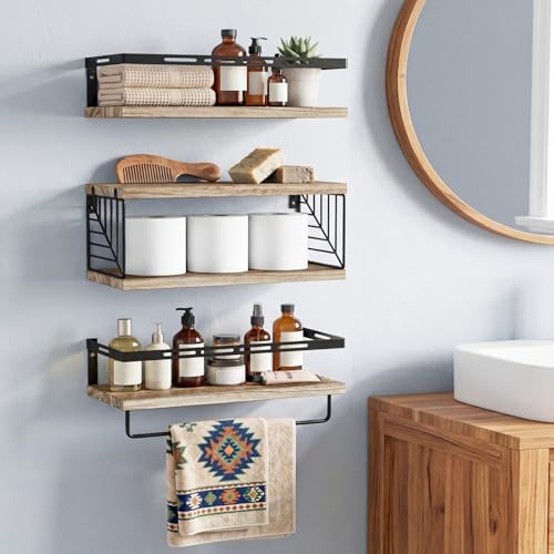 Fixwal Wall Mounted Bathroom Shelves Over Toilet (3+1 Gray) - Image 5