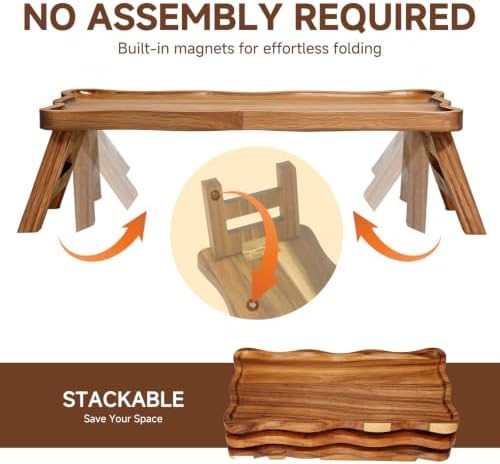 3 Tiered Serving Tray for Party Acacia Wood Foldable Tiered Tray Stand - Image 4