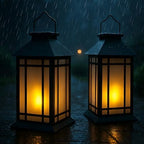 Bdor 13 Inch Outdoor Decorative Lanterns with LED Candle Timer 2 Pack Black - Image 2
