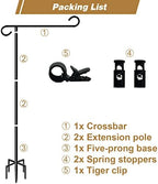 51 Inch Tall Garden Flag Stand Holder with 5 Prong base, Yard Flag Pole Holder for 12x18 Outdoor Small Flag Decor with Two Spring Stoppers and a Tiger clip, 2 Pack - Image 6