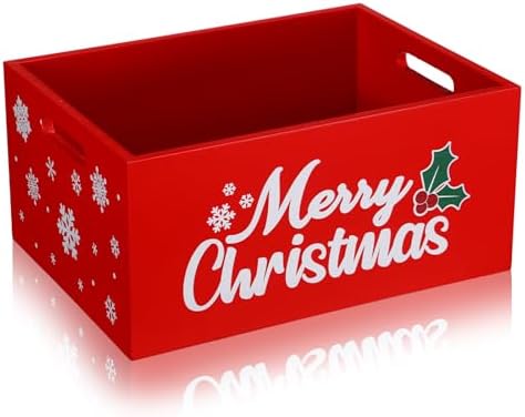Namalu Christmas Hot Cocoa Bar Decor 11x8x5 in Wooden Storage Box, Red by Namalu