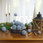 XmasExp 36PCS Velvet Christmas Ornaments Set Mixed Flocked Balls Ornaments Shatterproof Christmas Tree Decorations for Holiday,Party,Home（Light Blue） - Image 5