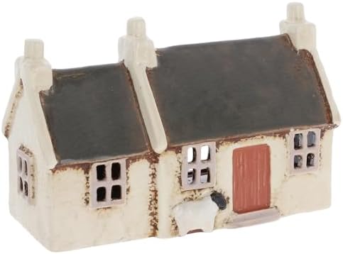 Shudehill Giftware Village Pottery Tealight Holder Ceramic House Croft Houses Collection - Red, Thatched, Straw, Navy, Slate, Cream or Grey Designs (Slate Roof) by Shudehill+Giftware