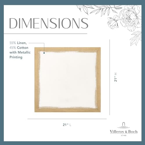 Villeroy & Boch Linen Blend Metallic Brushstroke Napkins, 21 Inches x 21 Inches, Set of 4, Ivory and Gold - Image 5