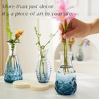 Glass Bud Vase Set of 30 - Small Vases for Flowers in Bulk - Assorted Vintage Crystal Vases for Flowers, Table Centerpieces (Blue, 30 Pcs) - Image 2